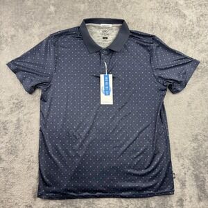 LEG3ND Golf Polo Shirt Mens LG Blue Extreme Stretch Star Print Performance New